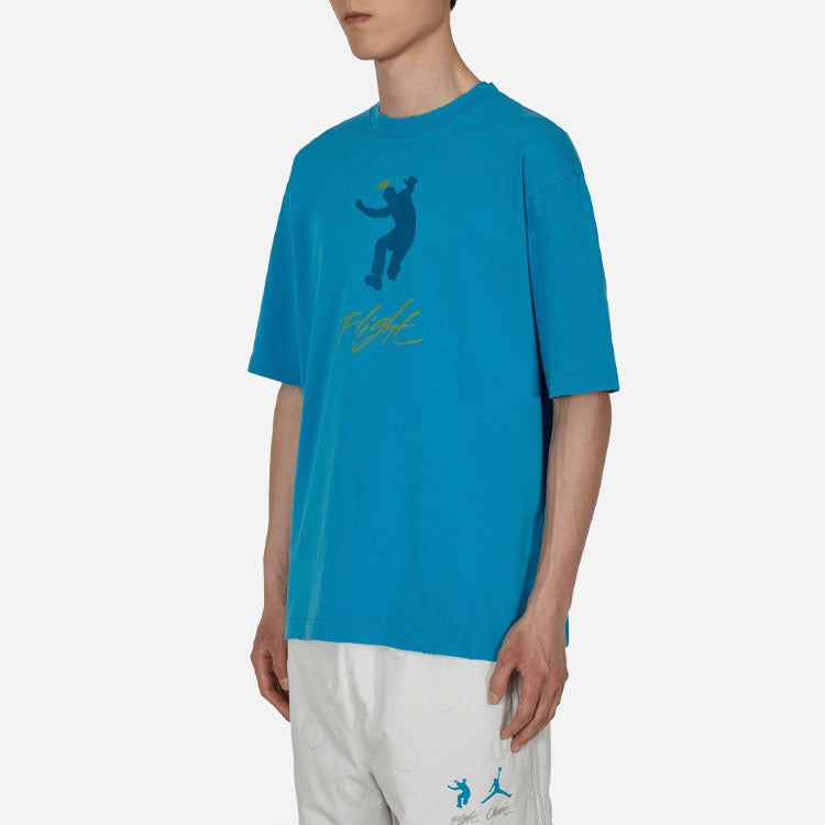 Air Jordan x Union Crossover SS22 Solid Color Character Alphabet Printing Round Neck Short Sleeve Asia Edition Blue DM2840-483