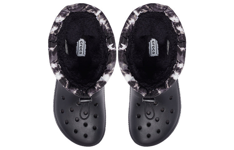 Crocs Classic Lined Neo Puff Tie Dye Boots 'Black White' 207328-001