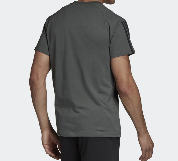 adidas Stripe Printing Training Sports Short Sleeve Gray DT9953