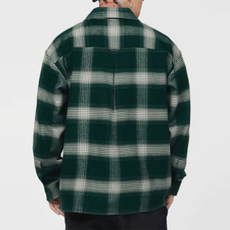 Li-Ning BADFIVE Sports Basketball Series Plaid Loose Casual Long Sleeves Shirt 'Dark Green' ASHR195-1