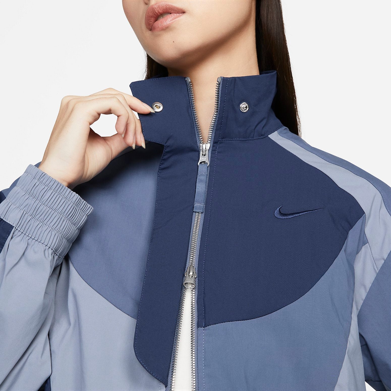 (WMNS) Nike Sportswear Collection Short Patchwork Jacket 'Blue' DV8308-410