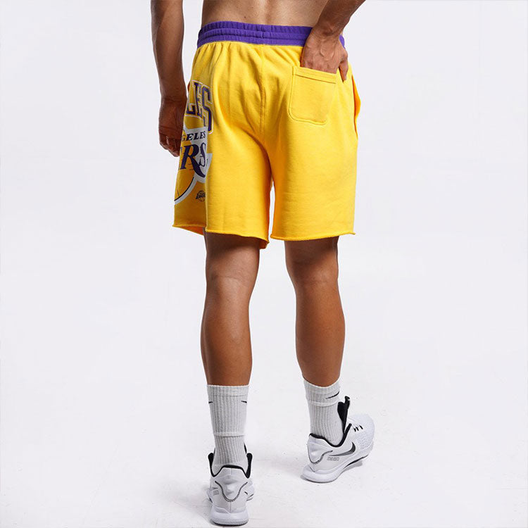 Nike Lakers Colorblock Alphabet team logo Knit Breathable Athleisure Casual Sports Shorts Yellow DB1954-728