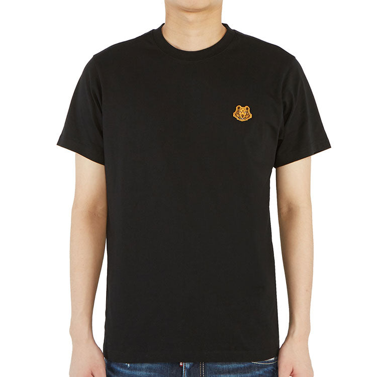 Men's KENZO SS21 Tiger Head Micro Mark Round Neck Short Sleeve Black 5TS0034SA-99