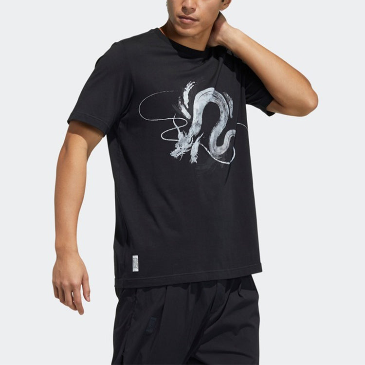 adidas WJ T GFX Series Printing Athleisure Casual Sports Round Neck Short Sleeve Black GP0903