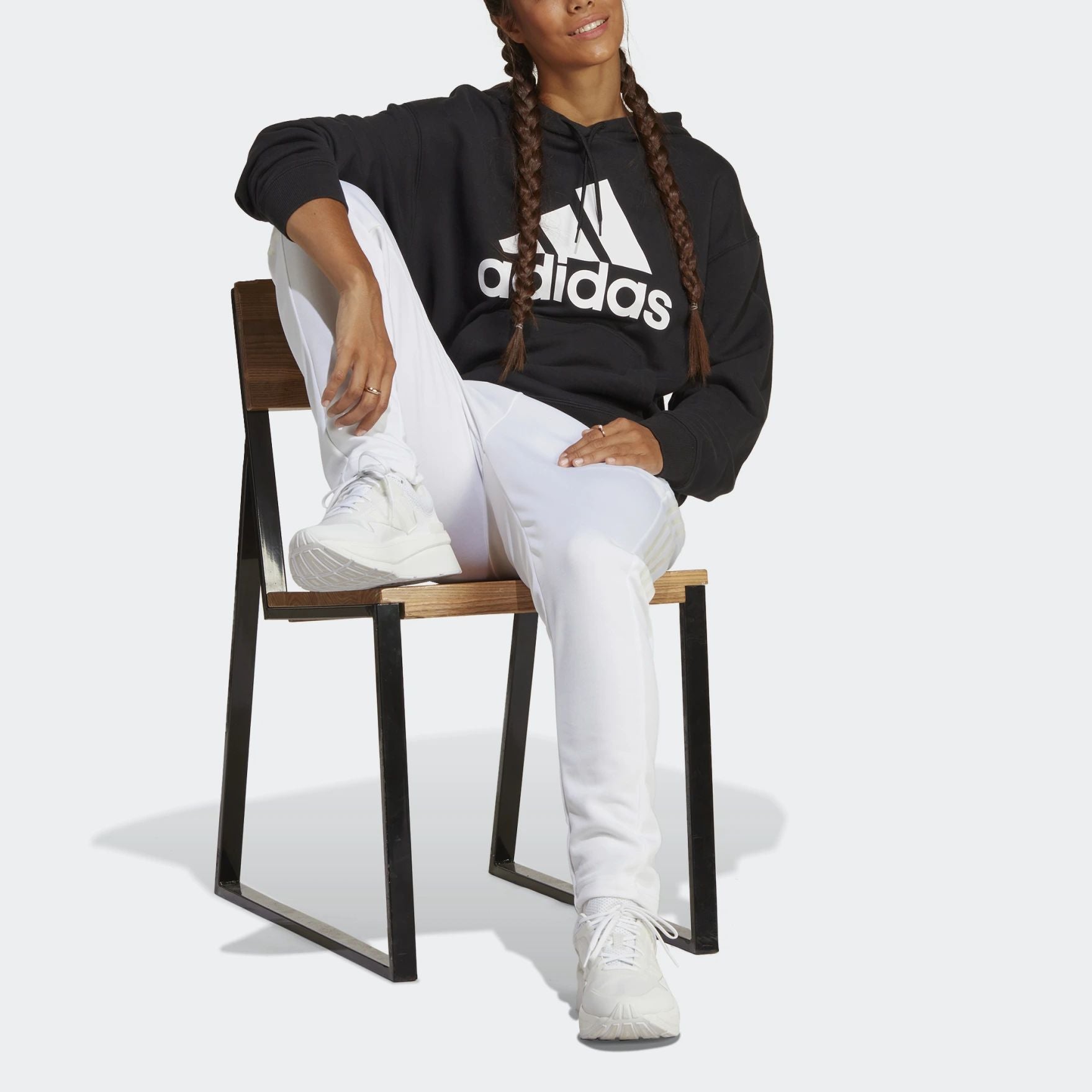 (WMNS) adidas Big Logo Oversized French Terry Hoodie Asia Sizing 'Black' HR4934