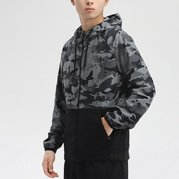 Men's Nike Camouflage Athleisure Casual Sports Hooded Jacket Black CU4043-010