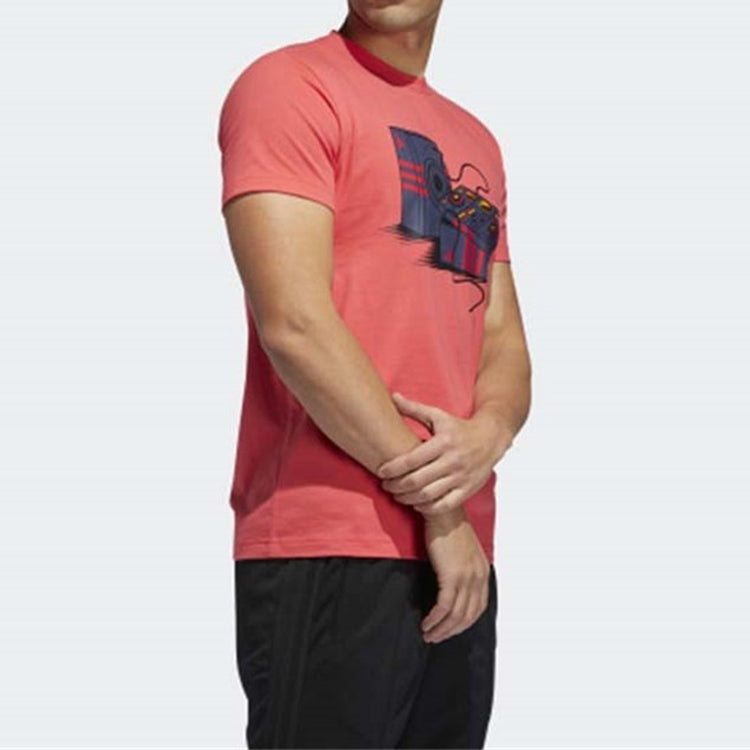 adidas Sports Round Neck Short Sleeve Pink Red FT2824