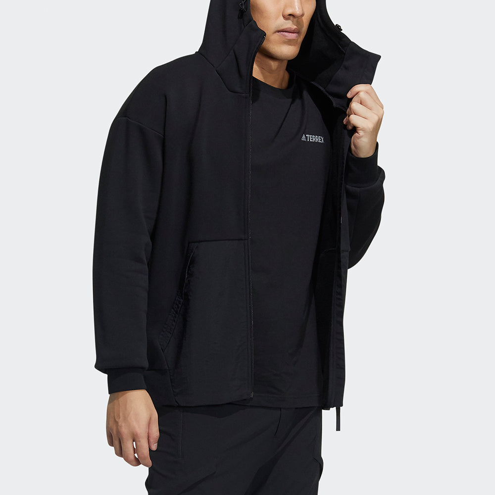 adidas Cpl Gfx Fz Hd Outdoor Sports Hooded Jacket For Men Black GN7350