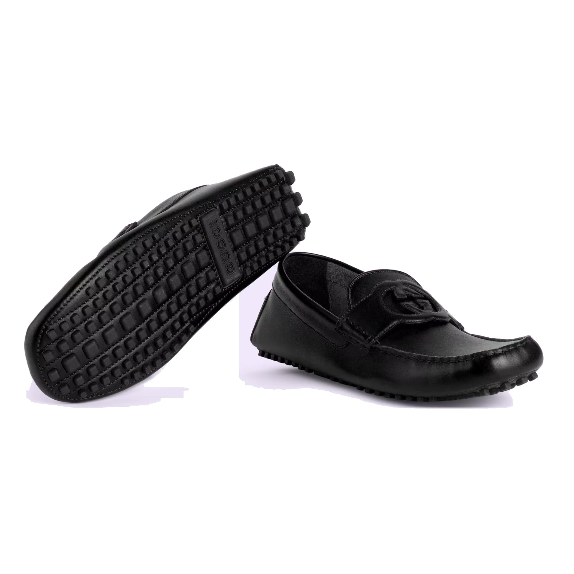 Gucci Leather Driver Shoes 'Black' 730148-1XH60-1000
