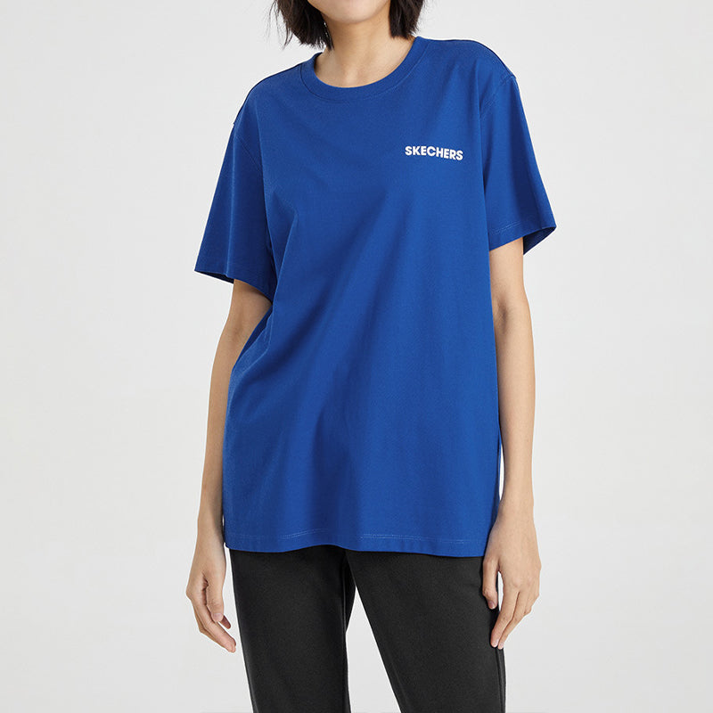 Skechers Knit Printing Short Sleeve Blue T-Shirt L220U067-0022