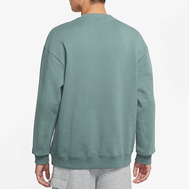 Men's Nike French Terry Swoosh 4 Embroidered Round Neck Sports Pullover Autumn Green DB9408-387