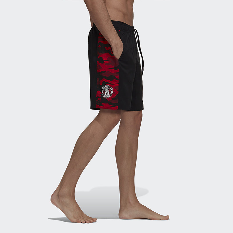 adidas Manchester United Soccer/Football Sports Training Patchwork Print Shorts Black GM8984