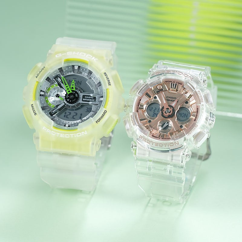 CASIO G-Shock Analog-Digital 'White' GA-110LS-7A&GMA-S120SR-7A