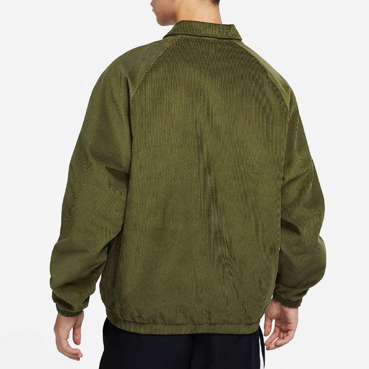 Men's Nike Stack Logo Casual Corduroy Jacket Autumn Green DO2323-326
