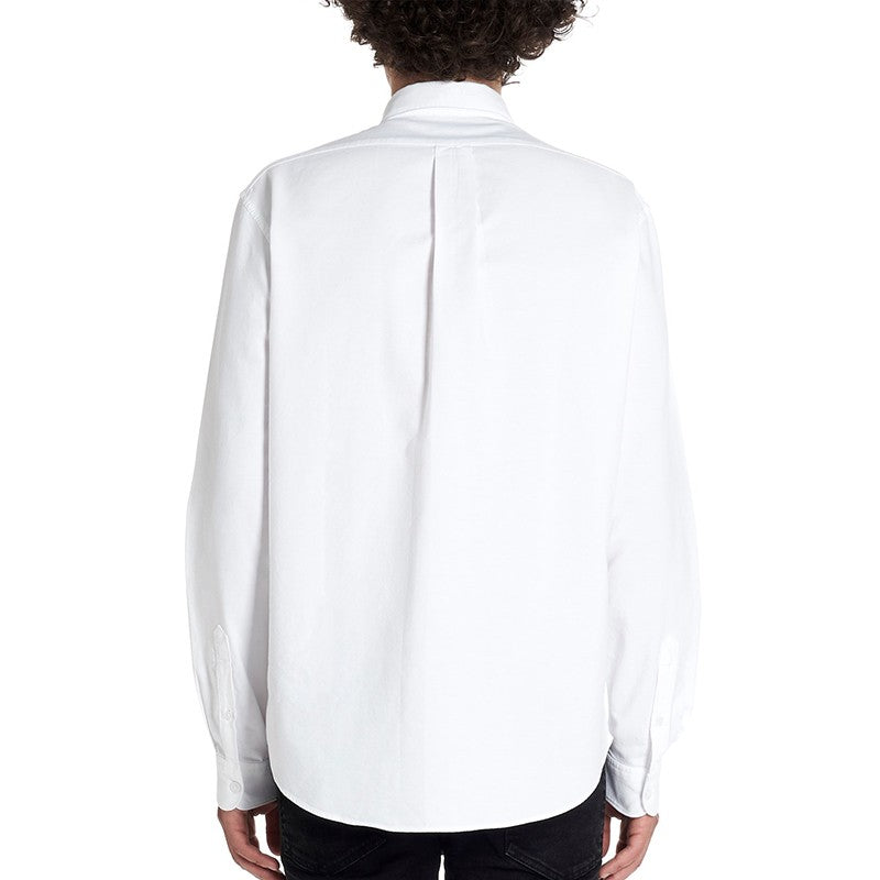 Men's KENZO SS21 Embroidered Long Sleeves Shirt White F955CH4001LD-01