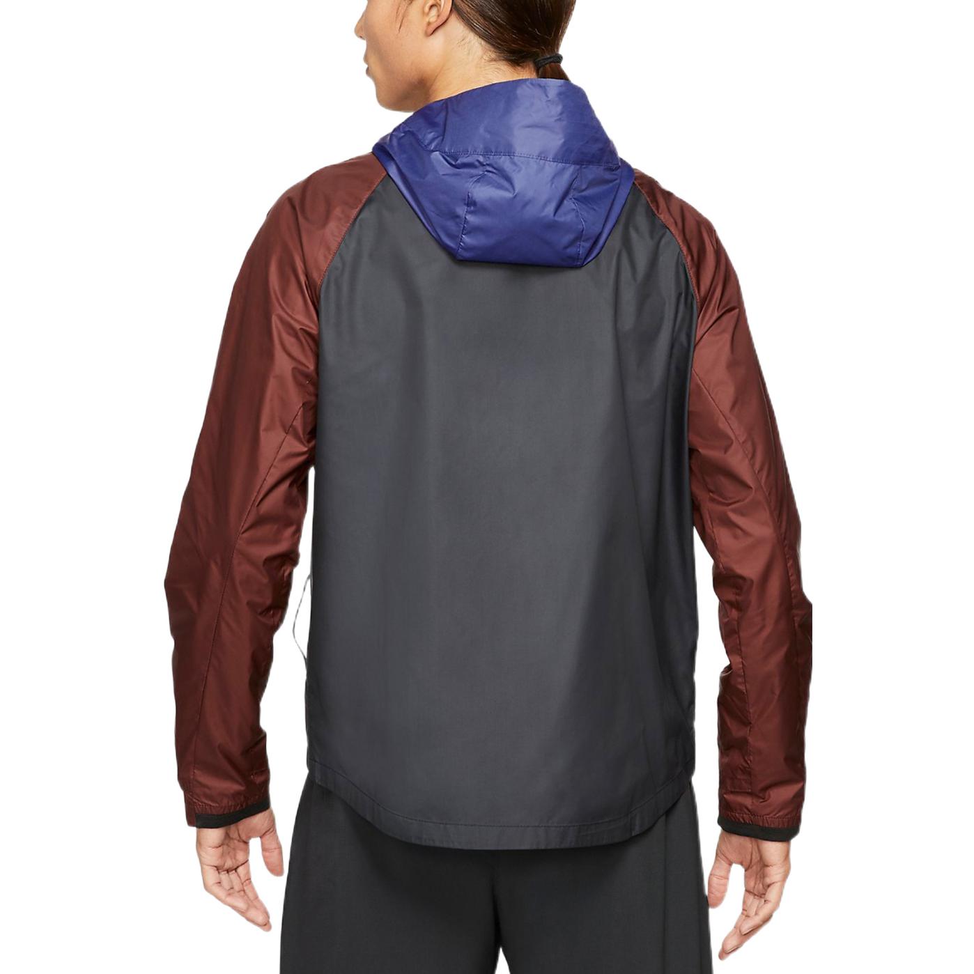 Men's Nike Logo Reflective Design Colorblock Zipper Hooded Long Sleeves Jacket Autumn Purple Black CZ9055-510