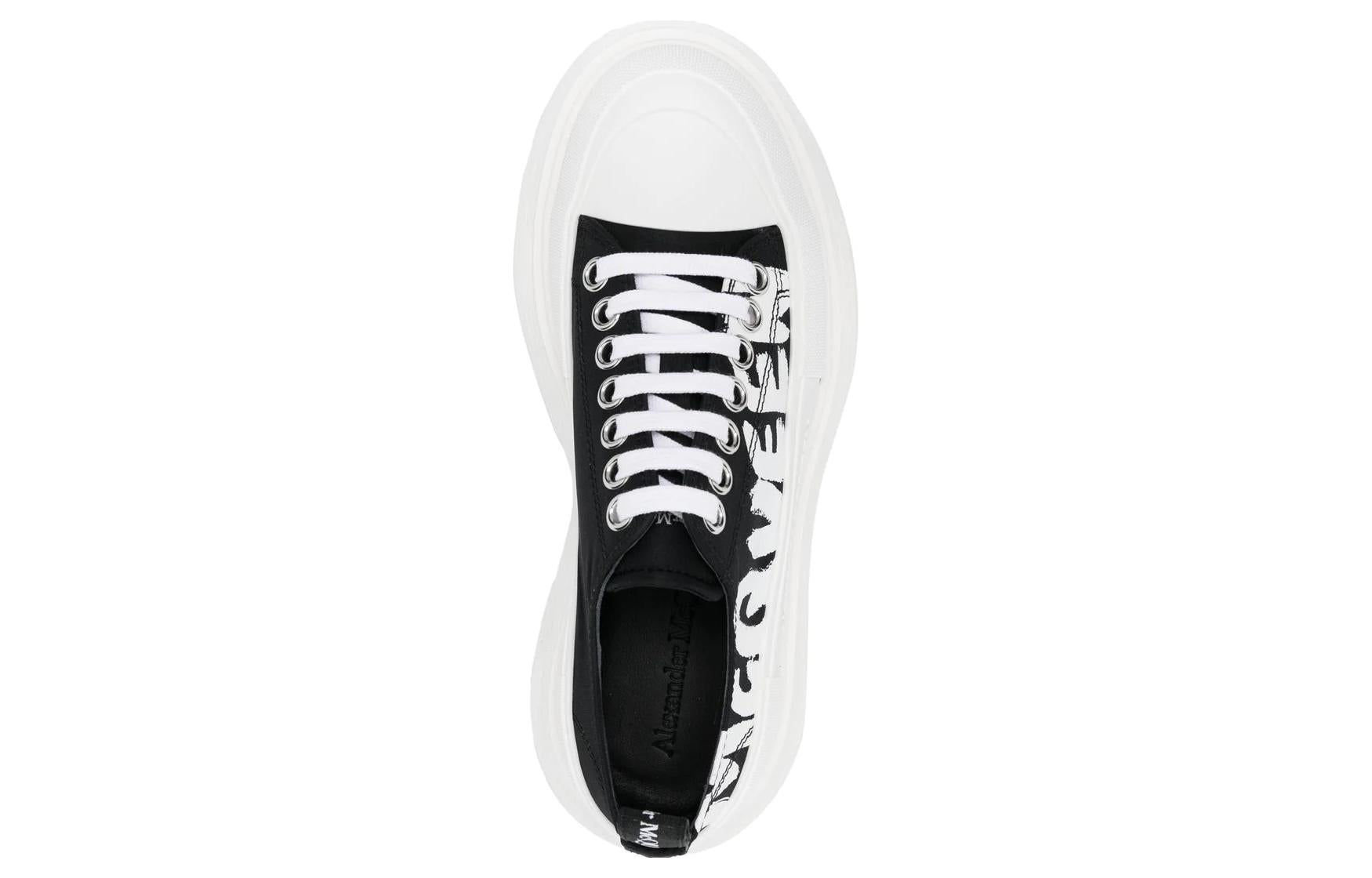 (WMNS) Alexander McQueen Tread Slick Low Lace Up Graffiti Shoes 'White Black' 708753W4RQ21041