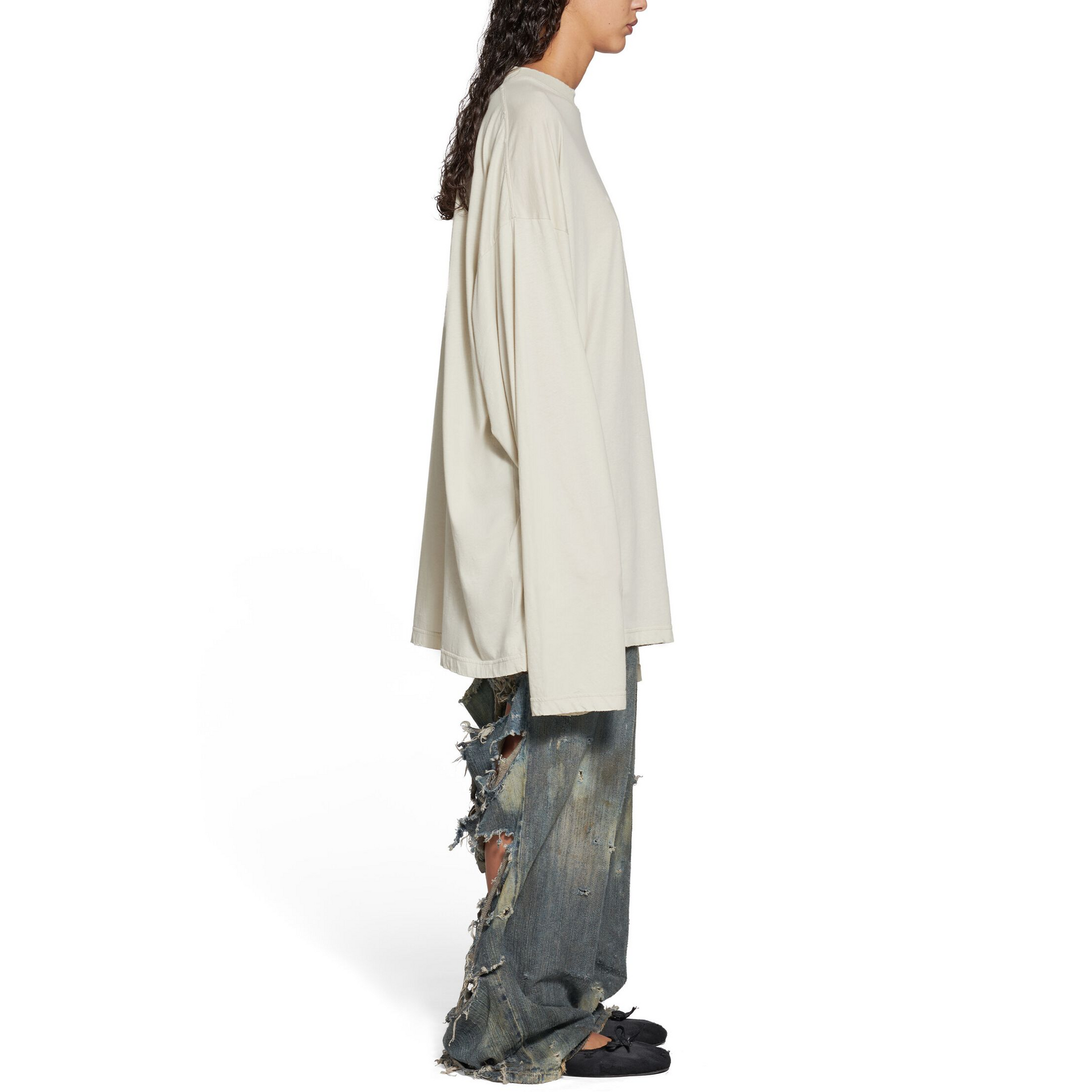 Balenciaga Long Sleeve T-shirt Oversized 'Off White' 739783TOVF49199