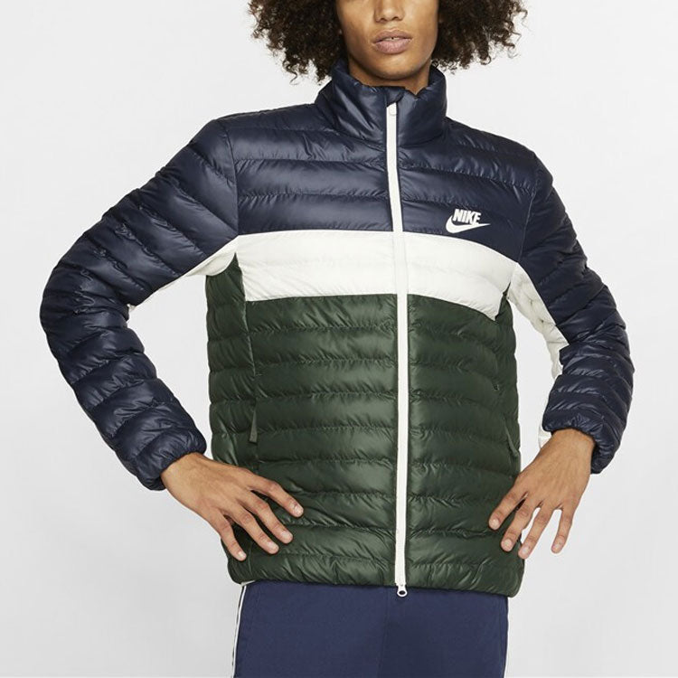 Nike Athleisure Casual Sports Stand Collar protection against cold Stay Warm Jacket Blue Green Colorblock BV4686-451