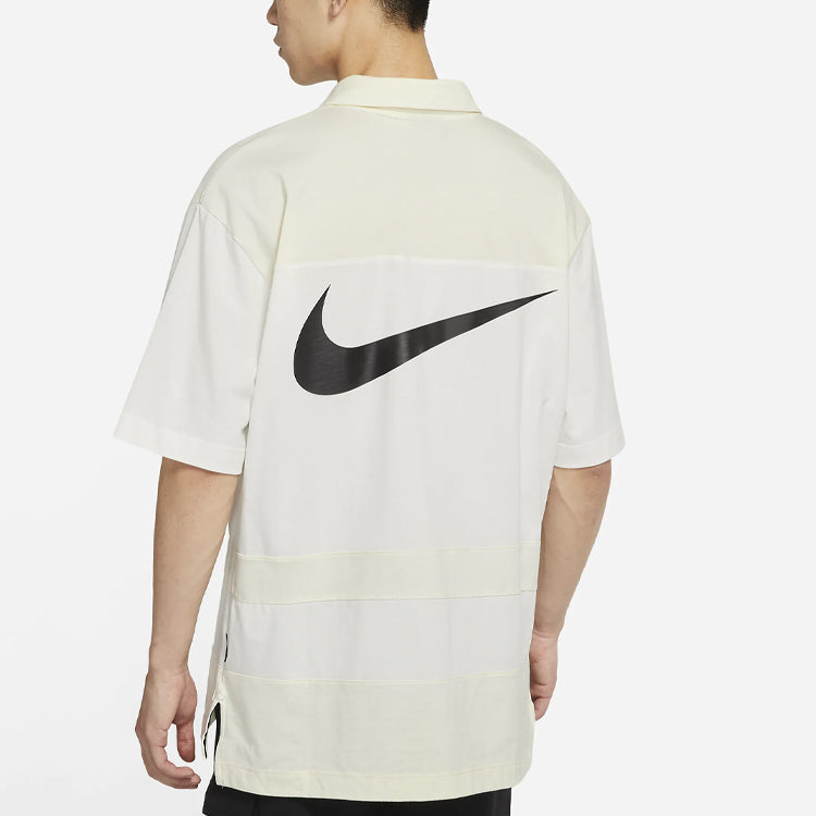 Nike Sportswear Swoosh Logo Printing Contrasting Colors Loose Polo Shirt White DJ5370-110