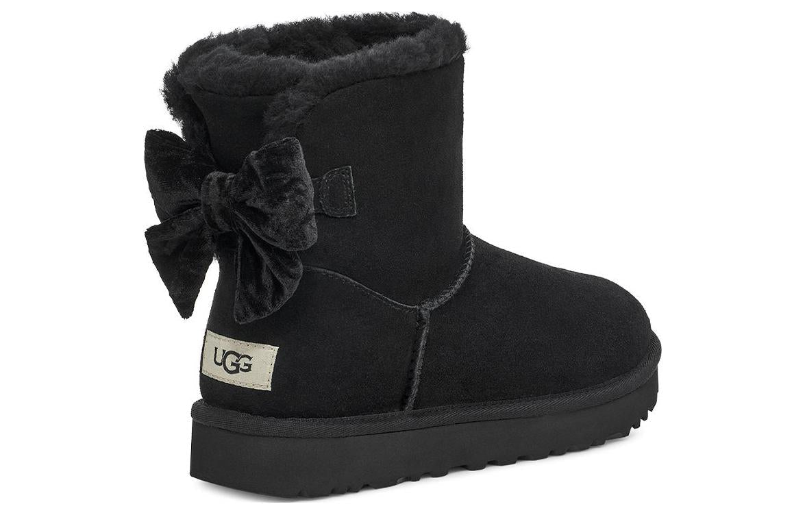 (WMNS) UGG Mini Bailey Bow Crushed Velvet Boot 'Black' 1138172-BLK