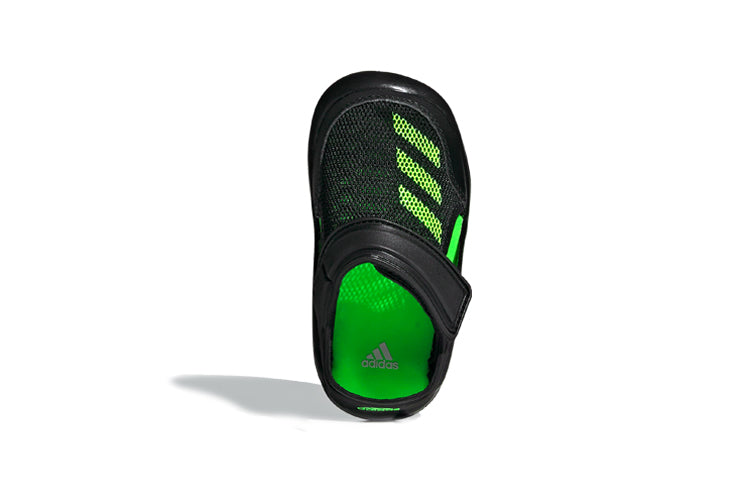 (TD) adidas Fortaswim I Velcro Casual Black Green Sandals 'Black Green' FV8860