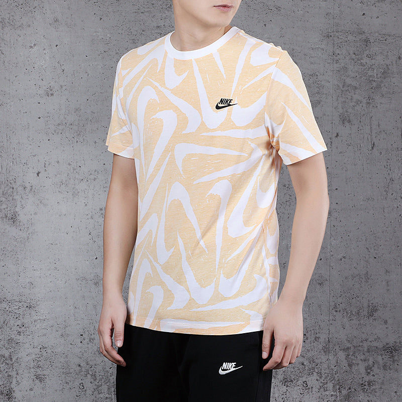 Nike Sportswear Casual Sports Round Neck Printing Short Sleeve Yellow CK2376-739