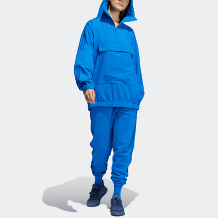 adidas originals Solid Color Hooded Casual Jacket Blue HE2763