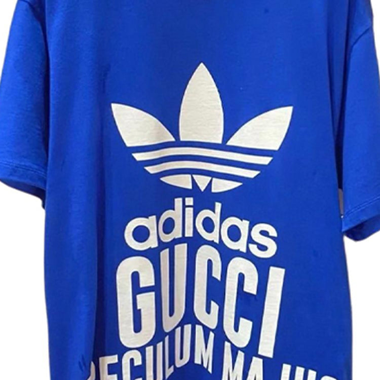 (WMNS) Gucci x adidas Oversized Cotton Jersey Short Sleeve T-Shirt 'Blue' 717422-XJEXI-4698