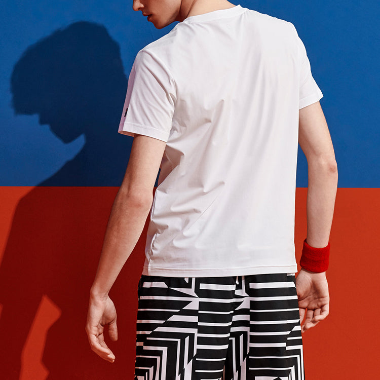 FILA Stripe Contrasting Colors logo Printing Short Sleeve White A11M023107F-WT