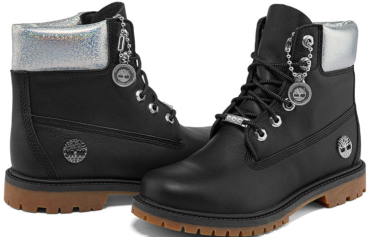 (WMNS) Timberland Heritage 6 Inch Waterproof Boots 'Black Full Grain with Silver Collar' A2M8GW
