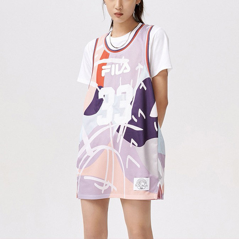 FILA FUSION Reversible Logo Printing Loose Sports Vest Orange Purple T11W128101F-VT