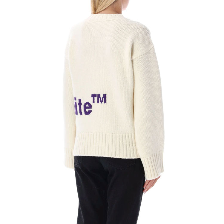 (WMNS) Off-White Logo Intarsia Crewneck 'White Purple' OWHE086F22KNI0010137