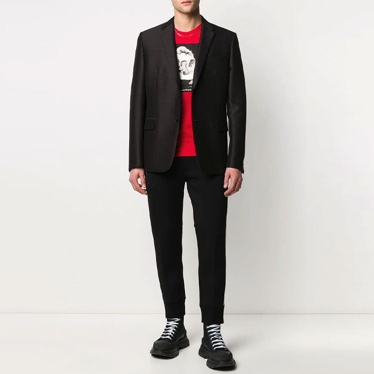 Men's Alexander McQueen Skeleton Printing Short Sleeve Red 611010-QOZB4-0905