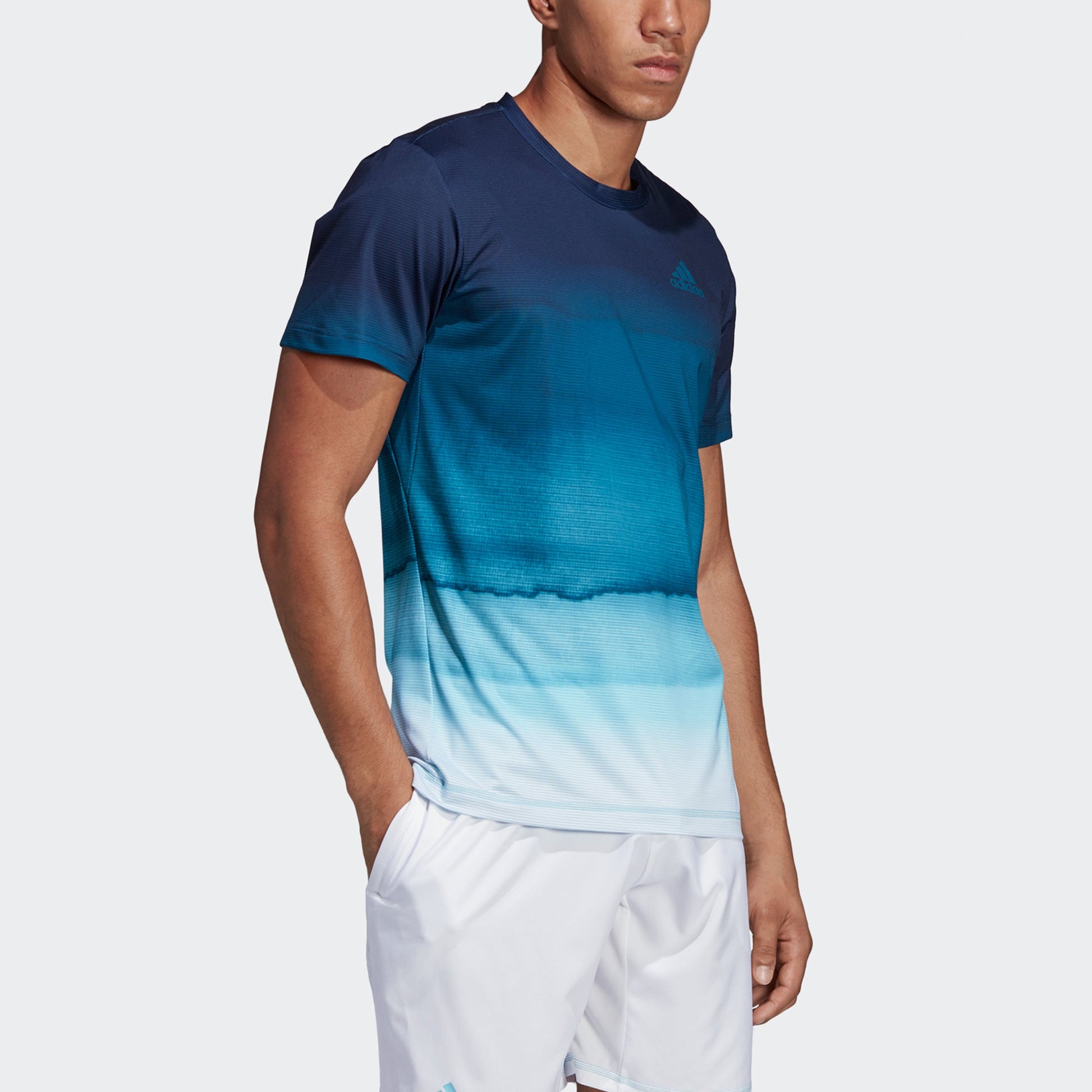 adidas Parley Pr Tee Tennis Gradient Casual Sports Breathable Short Sleeve Light Blue DP0287