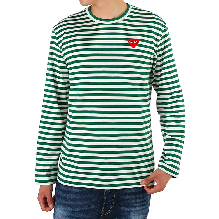 COMME des GARCONS PLAY Striped Long-Sleeve T-Shirt 'Green' AZ-T164-051-3
