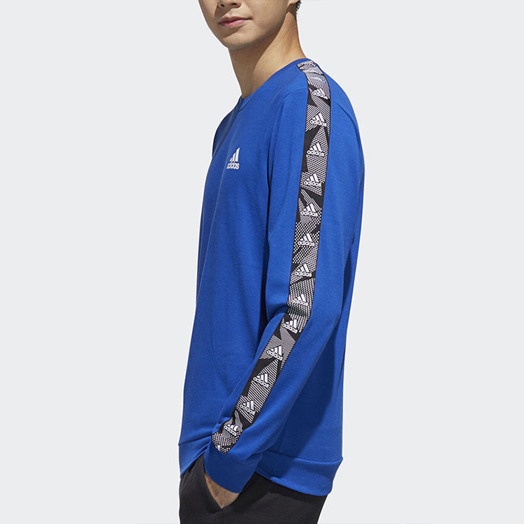 Men's adidas Round Neck Pullover Sports Blue GD5449
