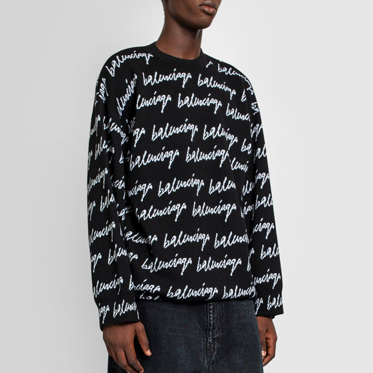 Balenciaga All Over Logo Jumper 'Black' 625984T31841070