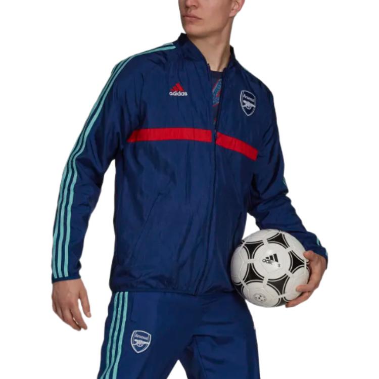Men's adidas Stripe Logo Soccer/Football Training Sports Jacket Arsenal Blue GR4212