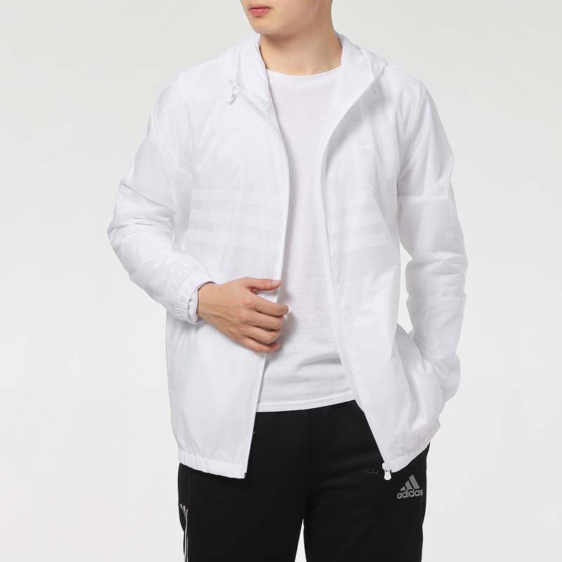 adidas neo Sports Running Training Windproof Hooded Jacket White GP5696