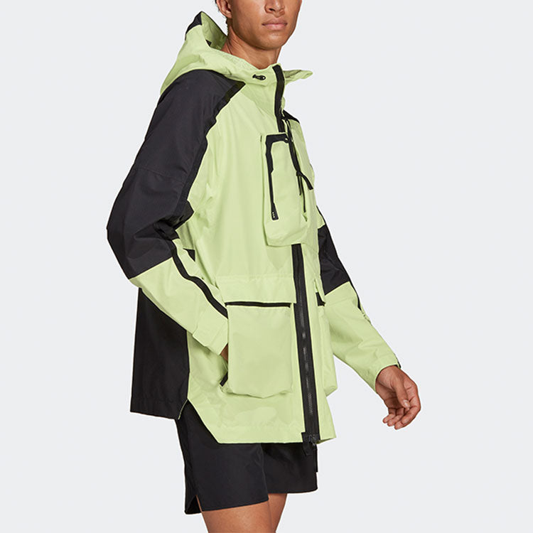 adidas Contrast Color Stitching Sports Hooded Jacket Green H48578