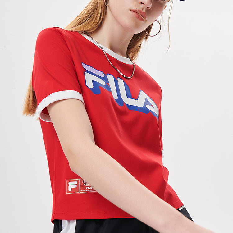 FILA FUSION 3D Contrasting Colors Logo Sports Slim Fit Short Sleeve Classic Red T11W135104F-AR