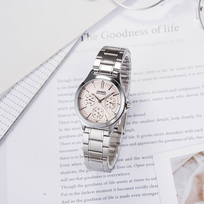 CASIO Waterproof Stainless Steel Strap Quartz Pink Analog LTP-V300D-4A