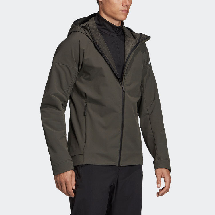 Men's adidas Solid Color Outdoor Jacket Dark Brown DZ2016