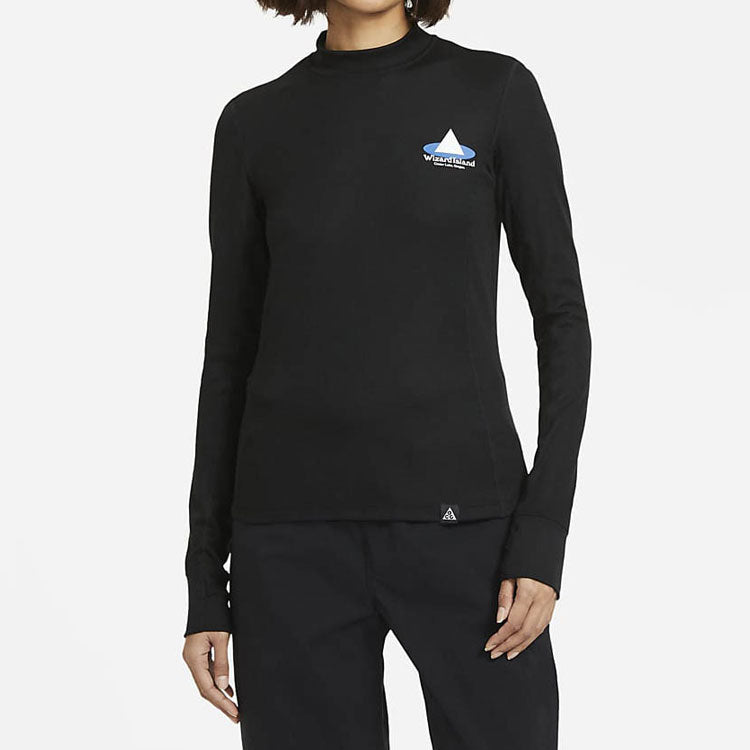 (WMNS) Nike ACG Wizard Island Printing Stand Collar Sweateshirt Black CZ6713-010