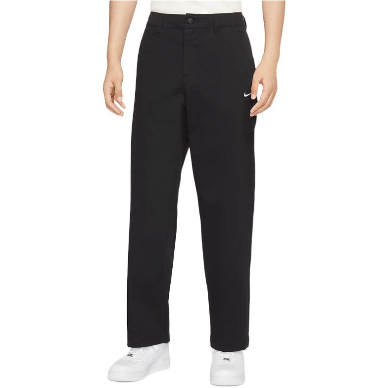 Men's Nike Life Solid Color Logo Printing Loose Straight Casual Pants/Trousers Black DX6028-010