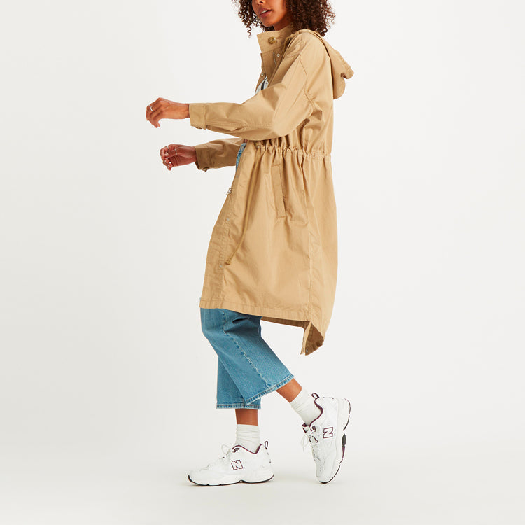 Levis Casual hooded mid-length Jacket Khaki 85379-0000