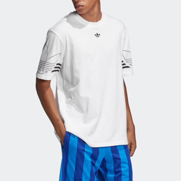 adidas originals Outline Tee Round Neck Short Sleeve White DU8536