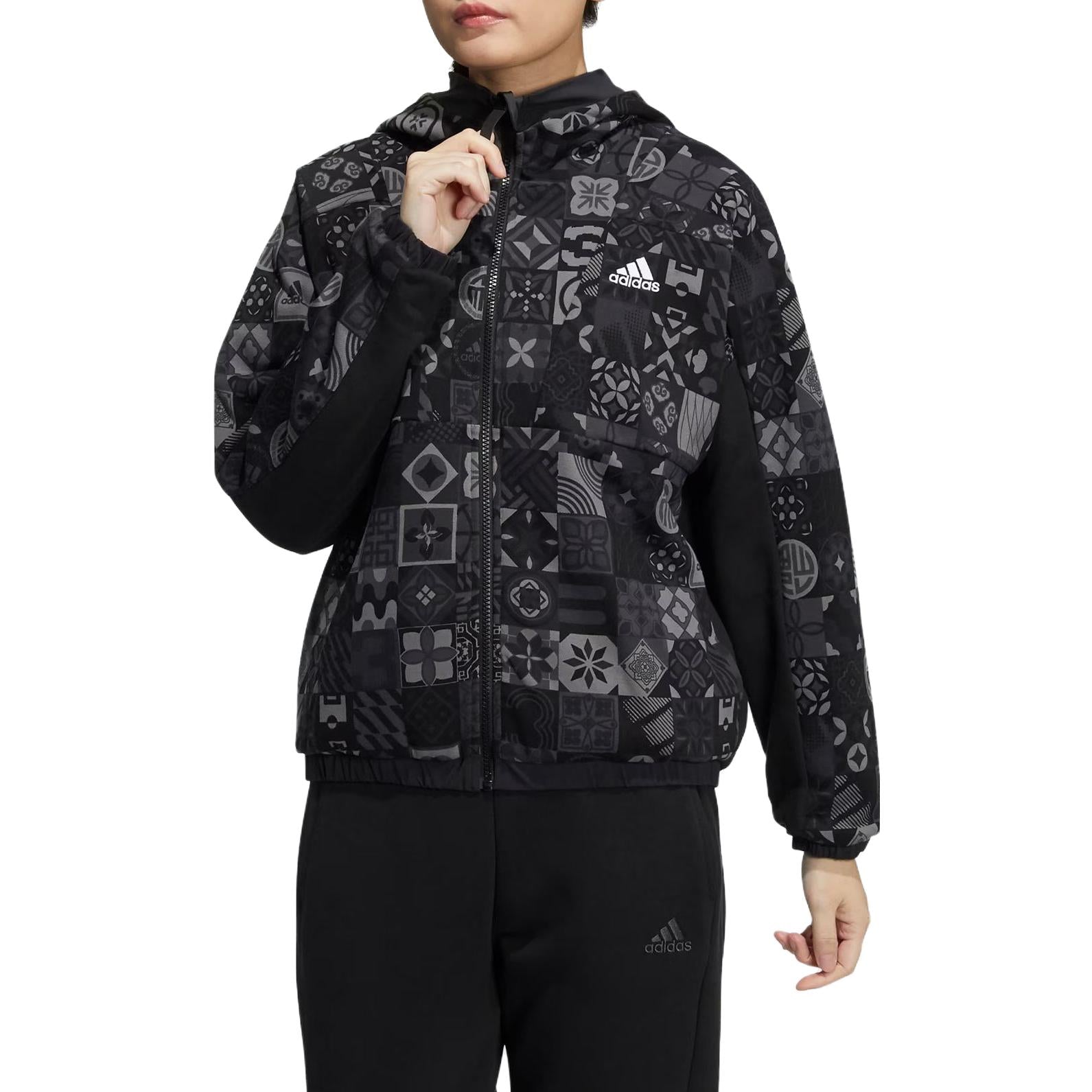 (WMNS) adidas CNY MID JKT Reversible Sports Hooded Jacket Black HC2801