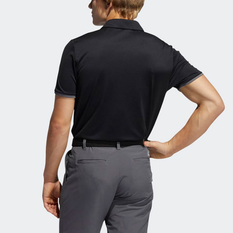 adidas Stripe Printing Short Sleeve polo Black GM0321